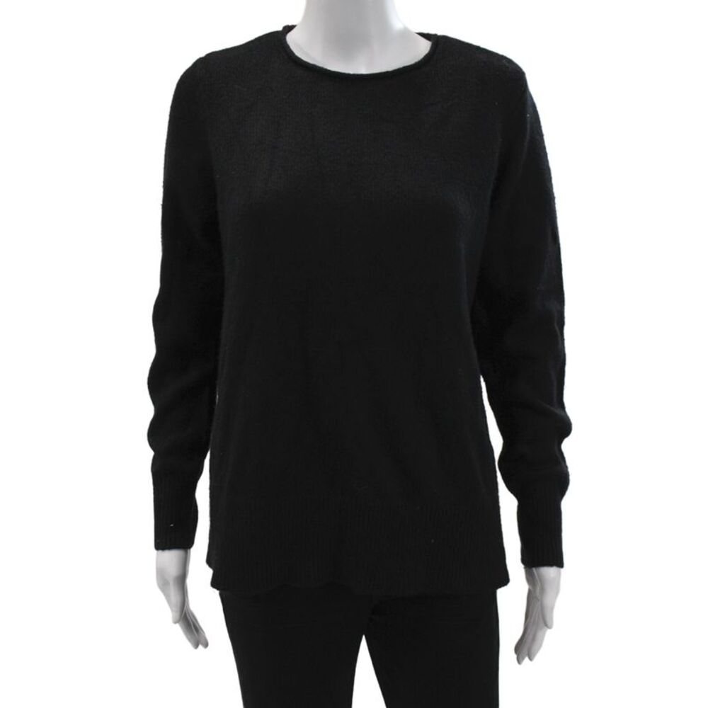 Renuar Womens Pullover Crew Neck Black Recycled Polyester Long Sleeve Size S